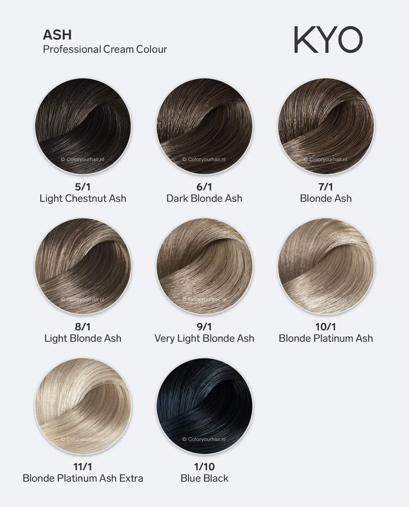 1/10 Blue Black - KYO Ash Hair Colour Chart