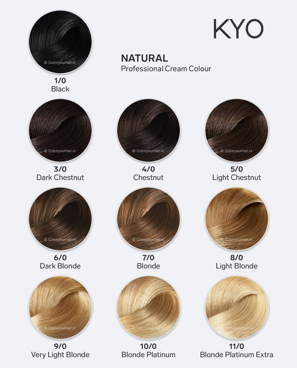 KYO Hair Colour Chart - Natural